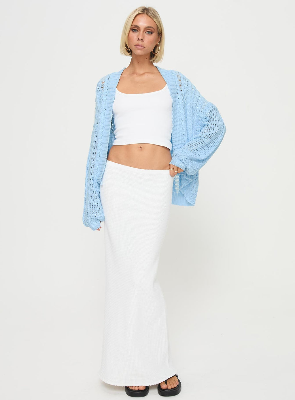 Women's Abner Cable Cardigan Blue — Sweater
