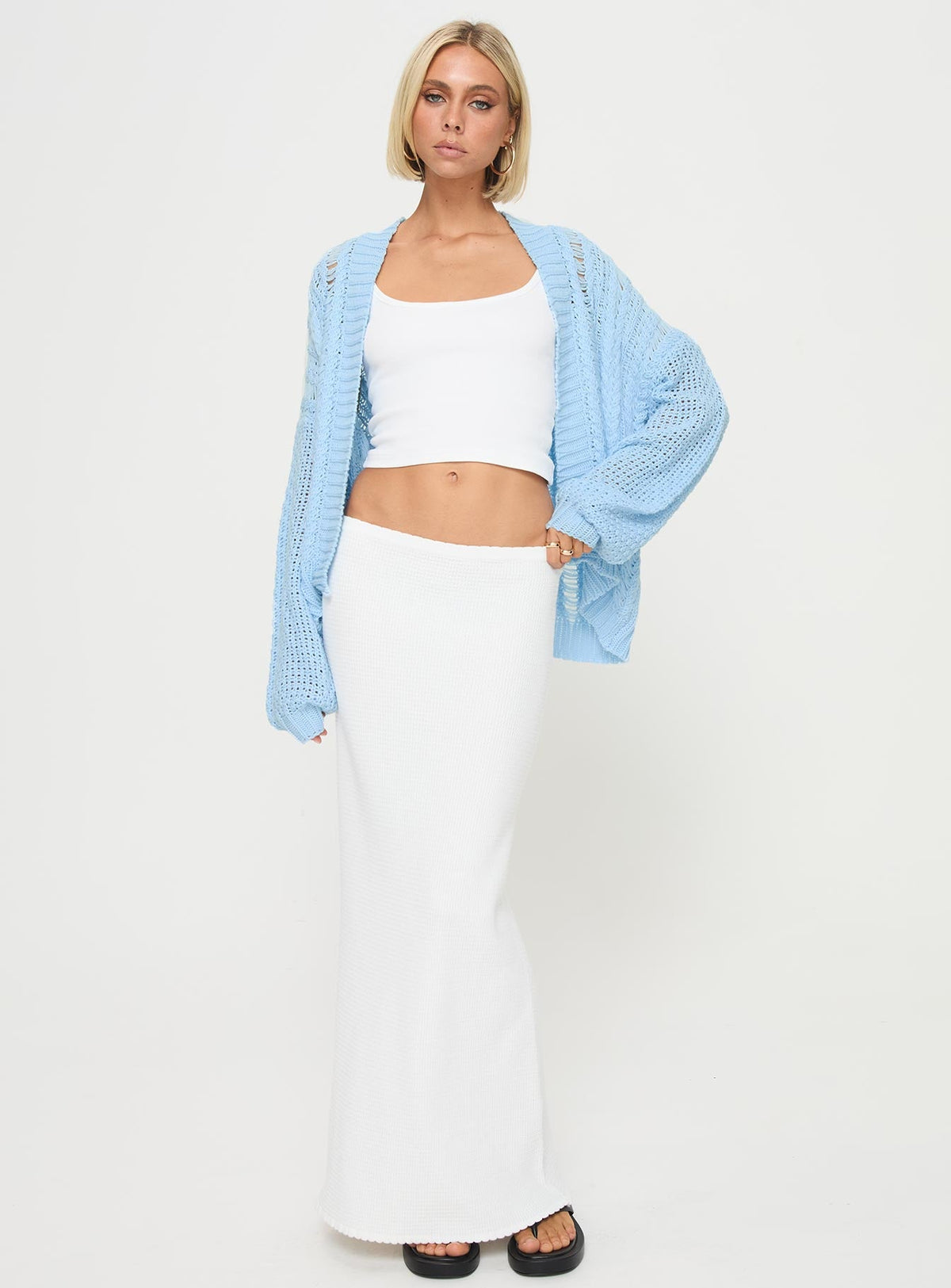 Women's Abner Cable Cardigan Blue — Sweater