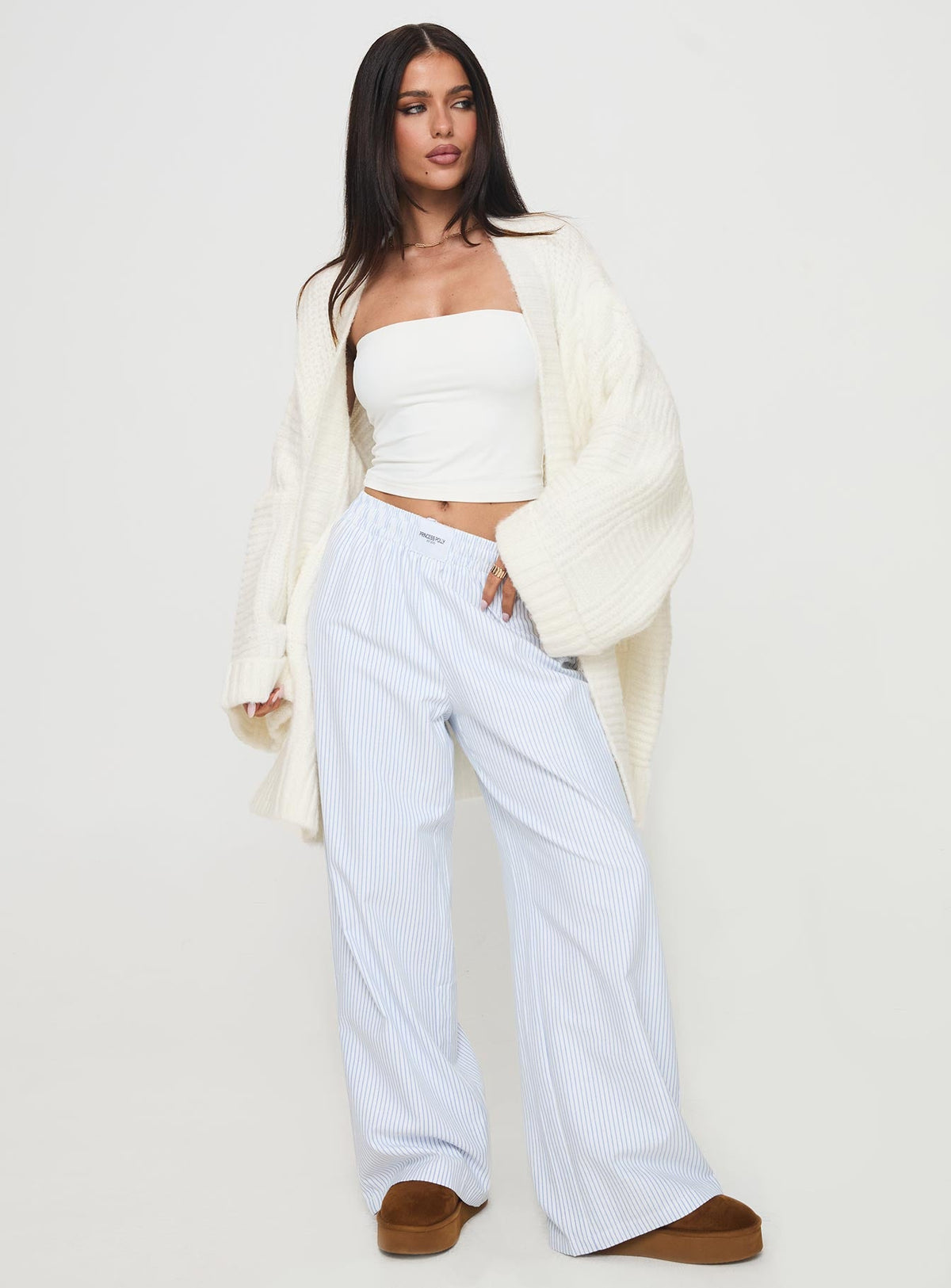 Women's Paisleigh Cable Knit Cardigan Cream — Sweater