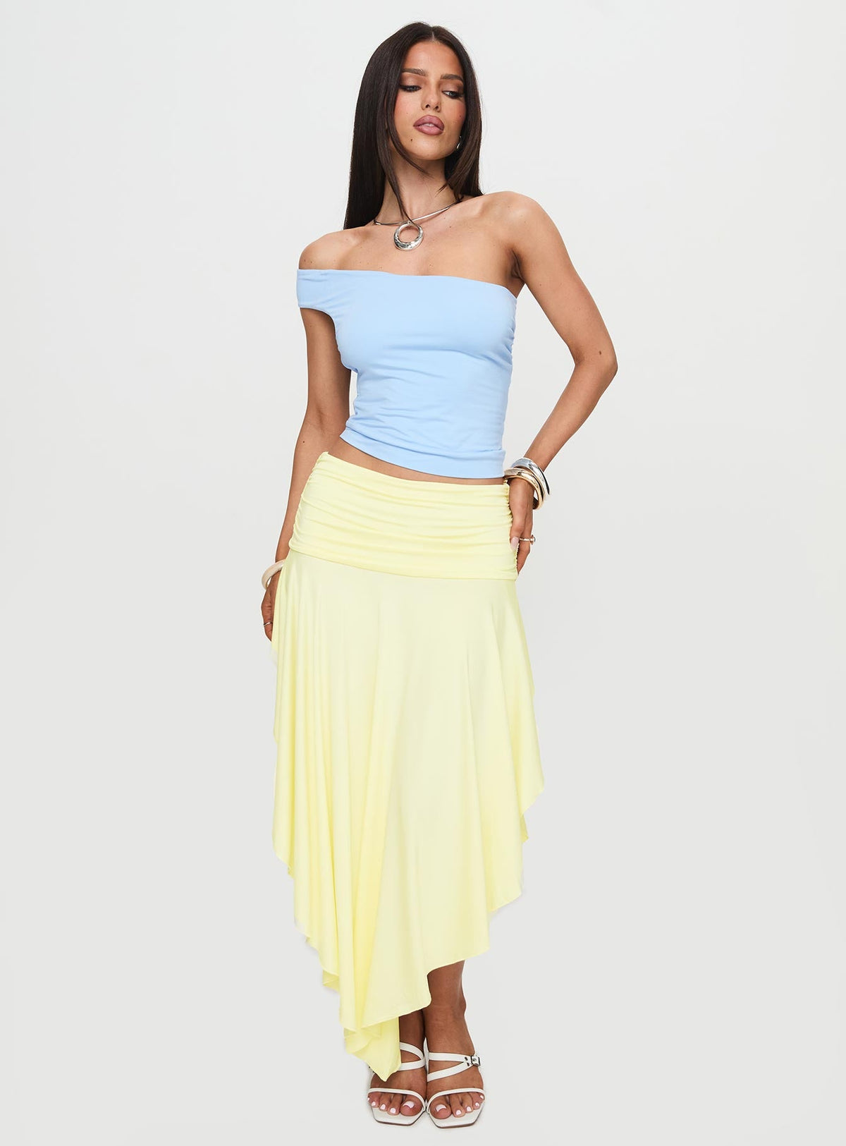 Women's Symphonia Asymmetrical Midi Skirt Butter Yellow