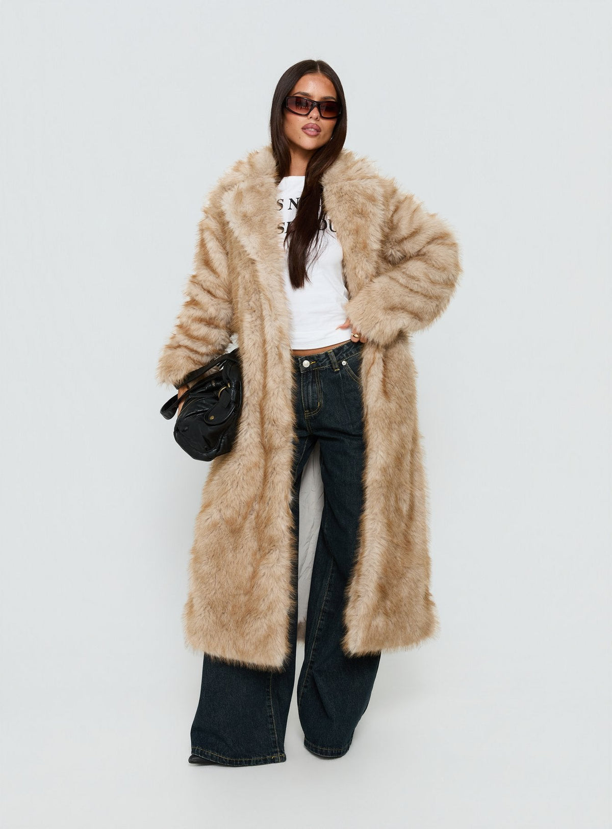 Women's End Of Beginning Faux Fur Longline Jacket Beige