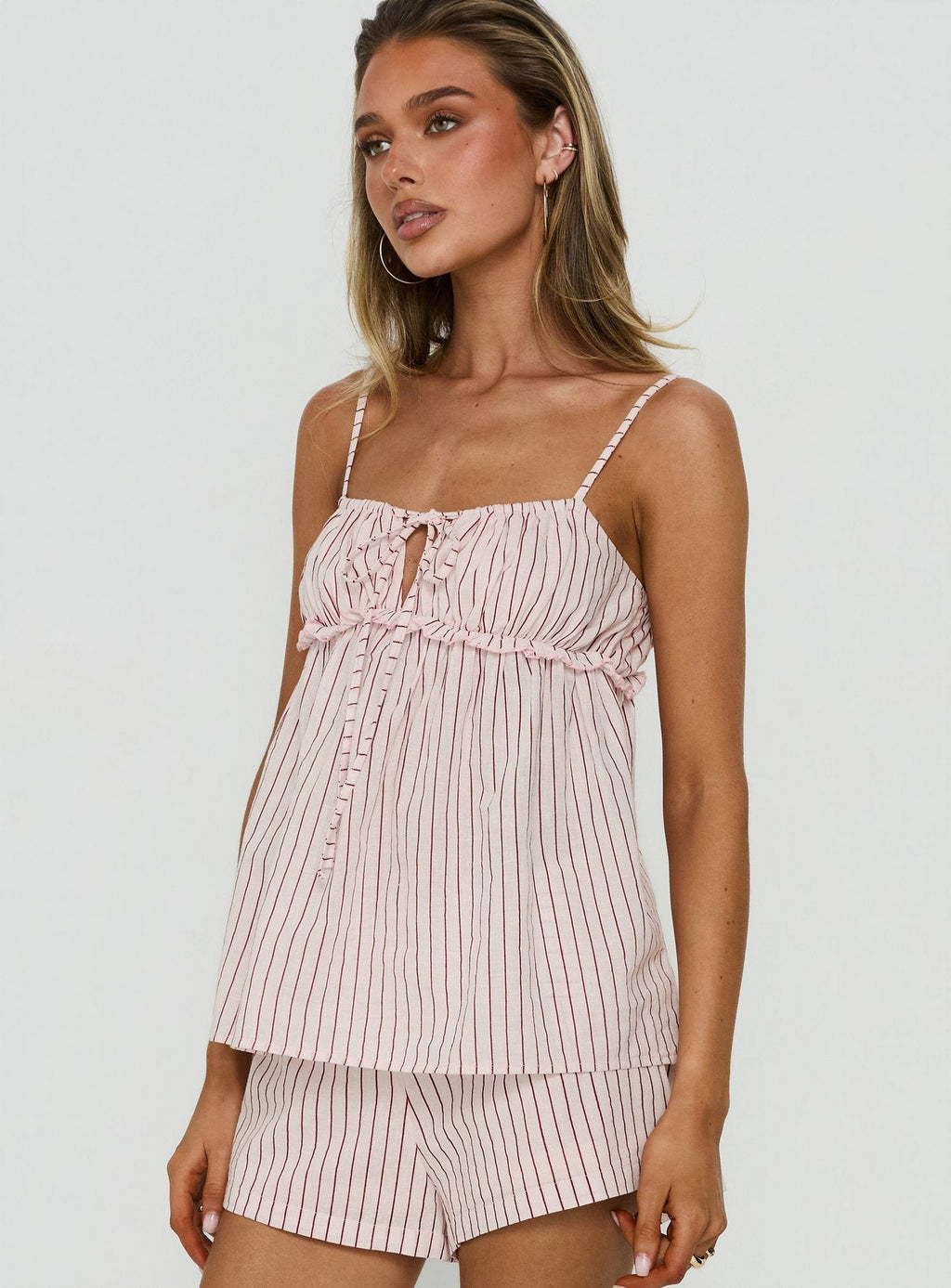 Women's Harwin Gathered Bust Babydoll Top Pink Stripe