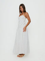 Women's Marguerite Halter Maxi Dress White Polka Petite — Dress