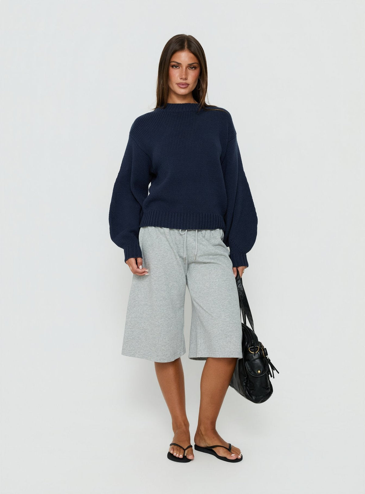 Women's Harmony Balloon Sleeve Knit Sweater Navy