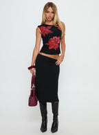 Women's Prema One Shoulder Top Black Floral