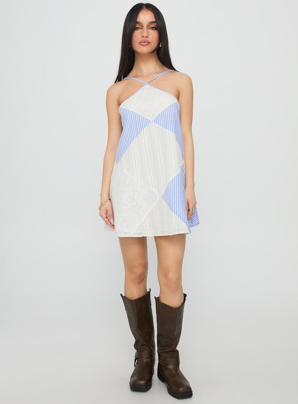 Women's Rivena Arrowhead Mini Dress Blue / White — Dress
