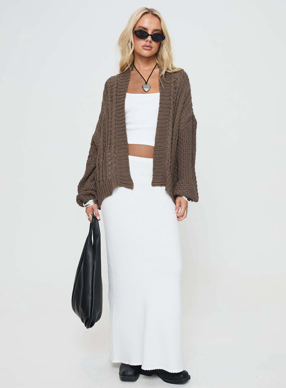 Women's Abner Cable Cardigan Brown — Sweater