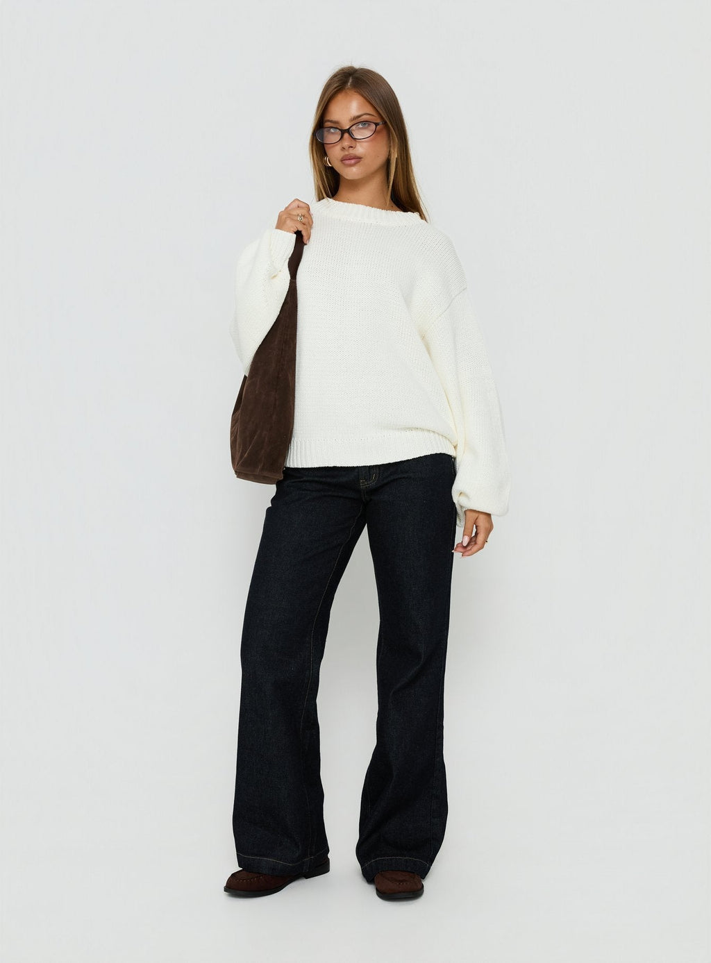 Women's Harmony Balloon Sleeve Knit Sweater White