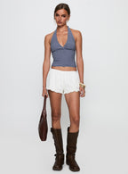 Women's Whimsy Halter Top Navy Gingham