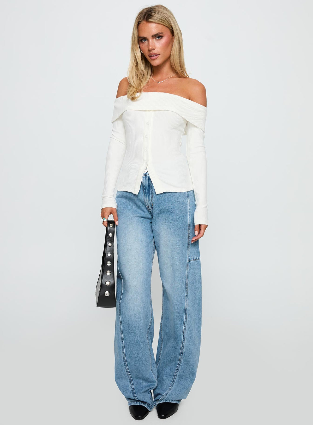 Women's Dusk Dipped Off Shoulder Top White