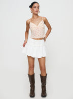 Women's Dear London Bubble Hem Mini Skirt White