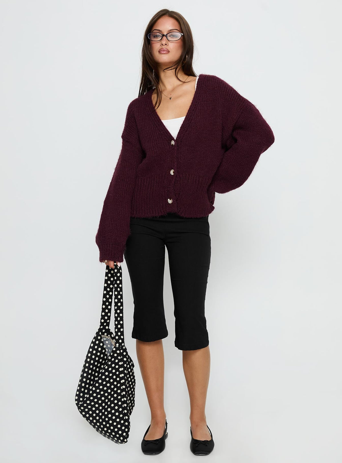 Women's Yasmyn Knit Cardigan Burgundy — Sweater