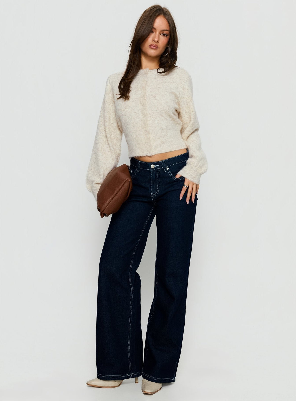 Women's Dawsen Button Down Cardigan Cream — Sweater