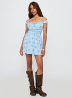 Women's These Are The Days Shirred Mini Dress Blue Multi — Dress