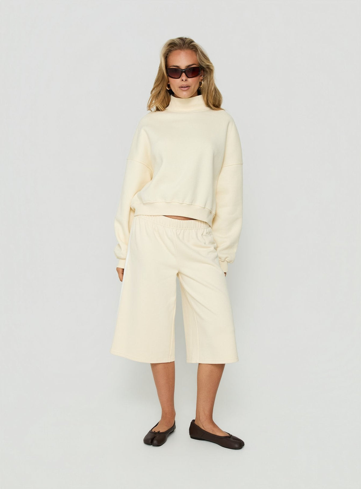 Women's Anyya Funnel Neck Crew Jumper Cream — Sweater