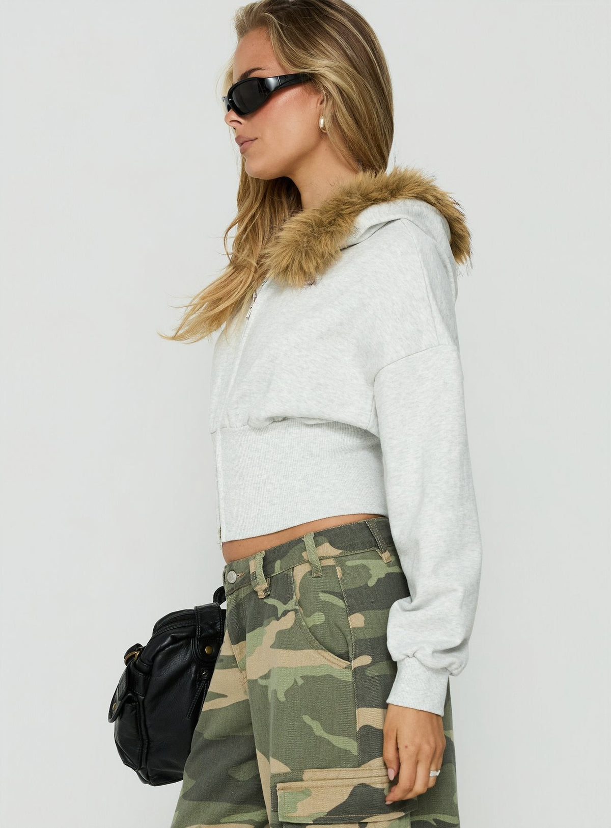 Women's Ramonda Faux Fur Hooded Jumper Grey Marle — Sweater