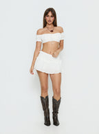 Women's Corabel Off Shoulder Micro Crop Top White