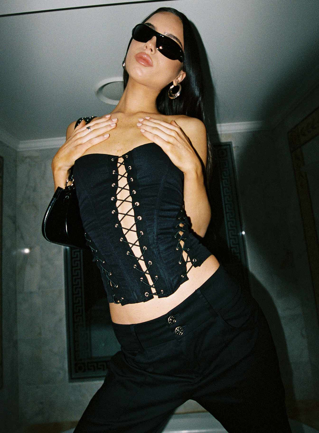 Women's Eden Lace Up Corset Black