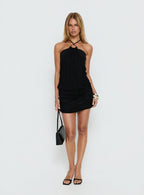 Women's Hedlea Draped Ring Detail Mini Dress Black — Dress