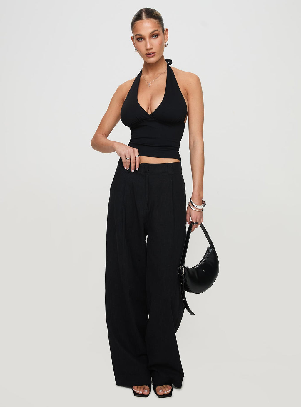 Women's Whimsy Halter Top Black Petite