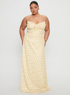 Women's Members Only Maxi Dress Yellow Floral Curve — Dress