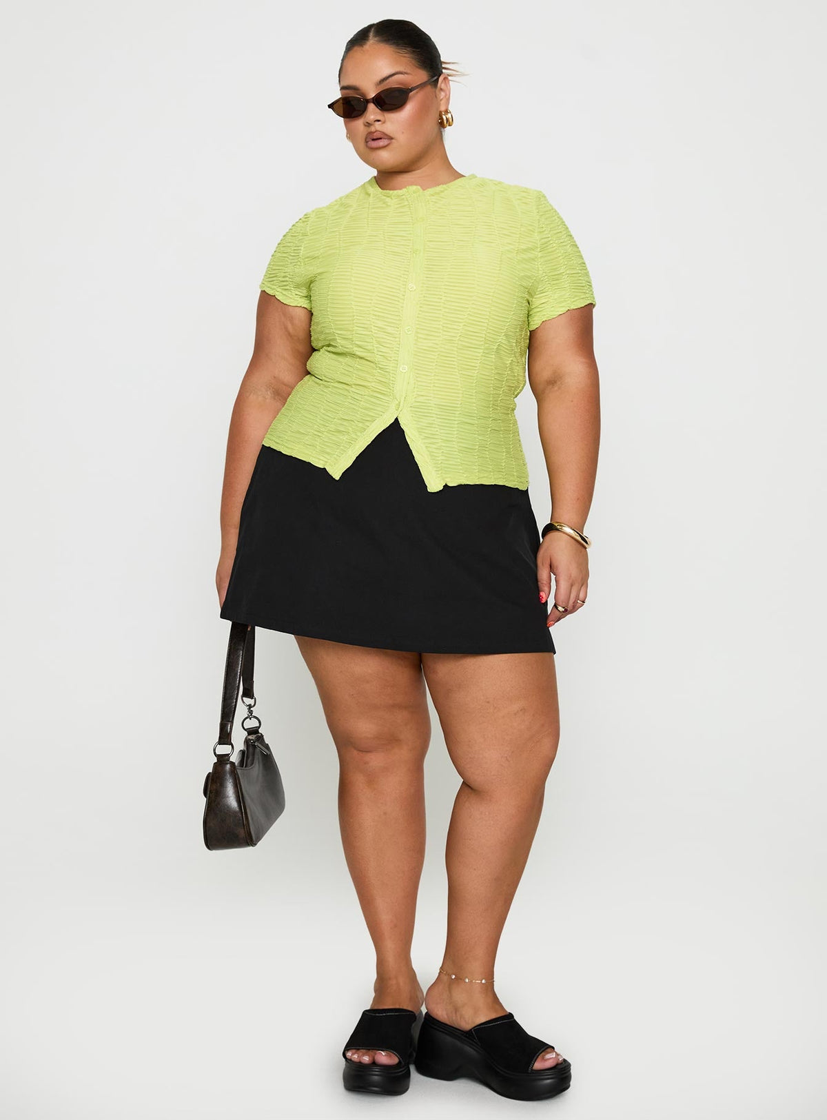 Women's Suzu Textured Top Green Curve