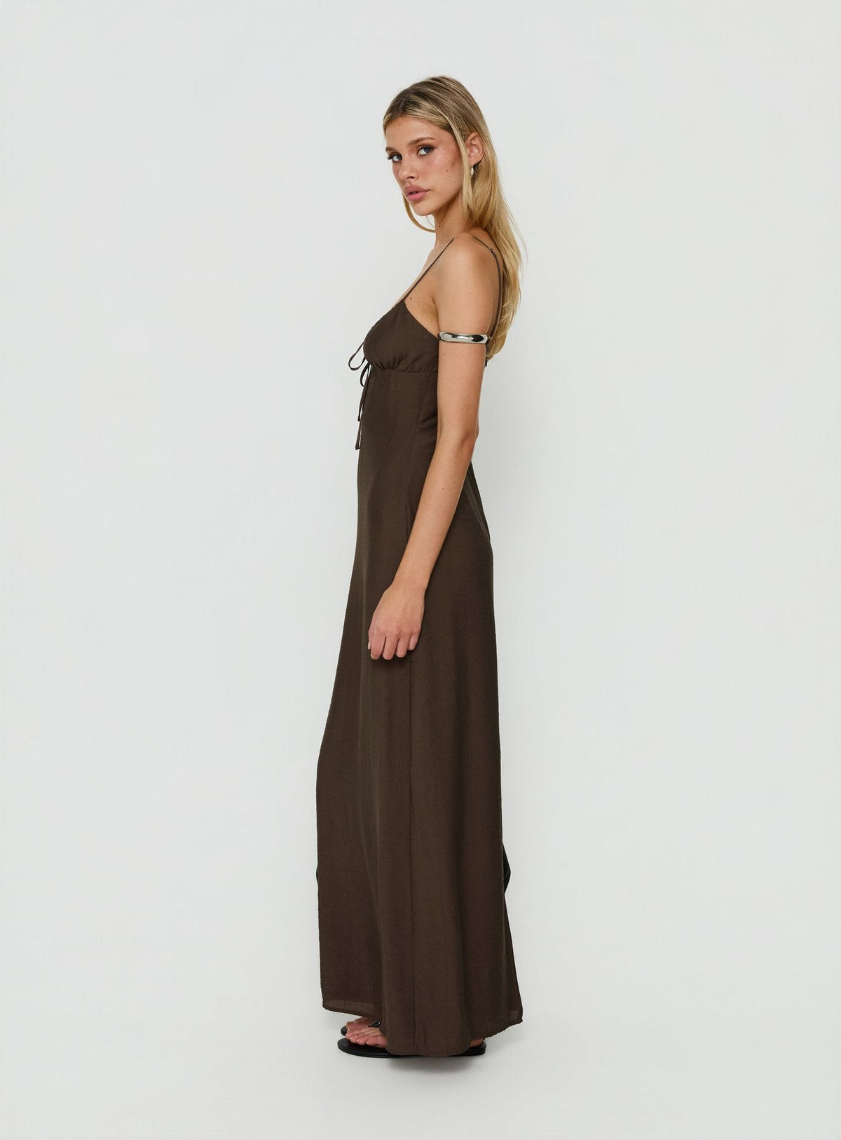Women's Odalia Tie Detail Maxi Dress Chocolate — Dress