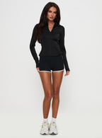 Women's Celosiah Zip Up Collared Top Black