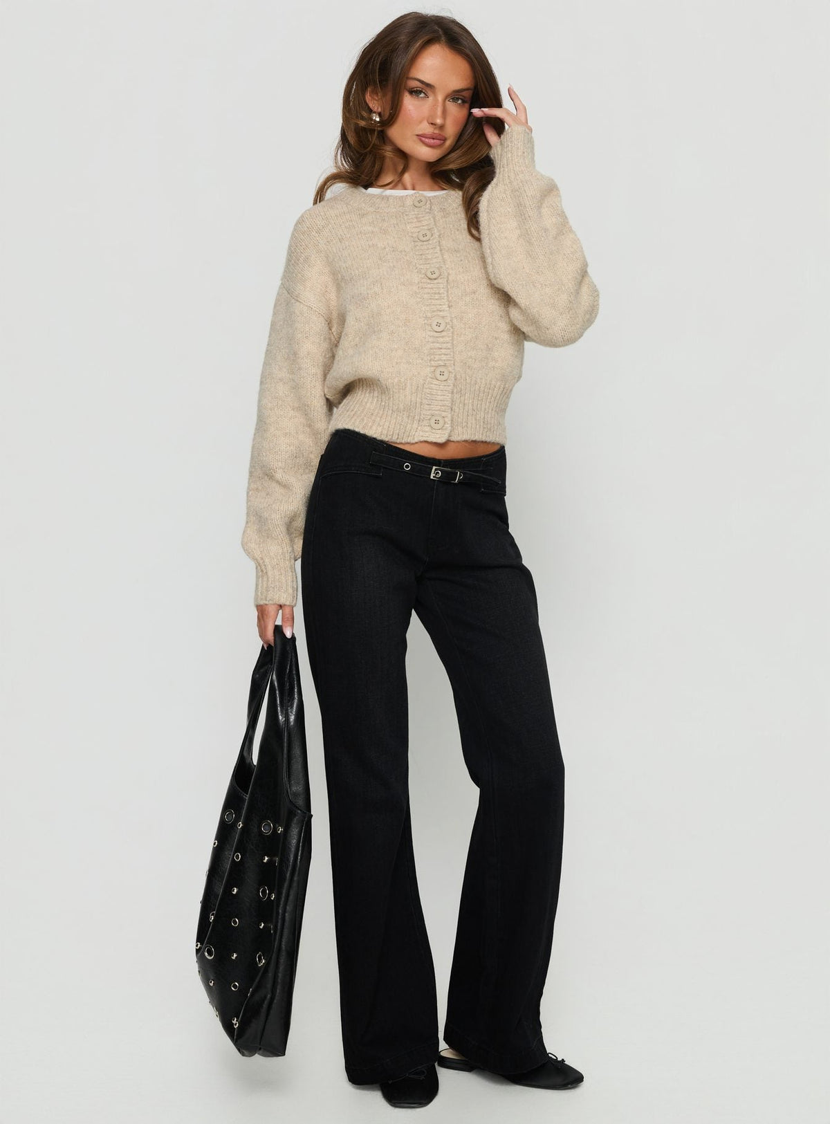 Women's Trevonn Button Up Knit Cardigan Beige — Sweater