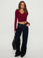 Women's Philia Collared Wrap Top Red