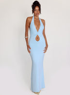 Women's No Hard Feelings Twist Maxi Dress Blue — Dress