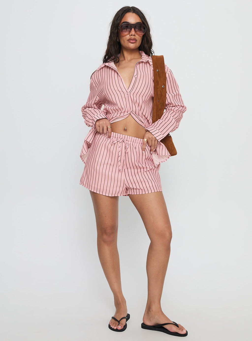 Women's Chloe Set Pink / Brown Stripe