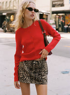 Women's Nickei Denim Mini Skirt Leopard