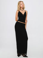 Women's Reiko Lace Trim Tie Front Maxi Set Black