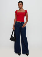 Women's Daena Tie Detail Top Red
