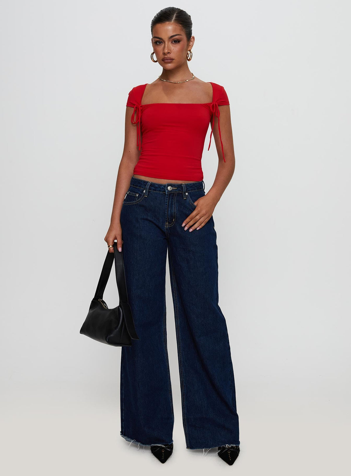 Women's Daena Tie Detail Top Red