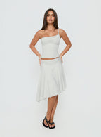 Women's Mimmi One Shoulder Button Detail Top Grey