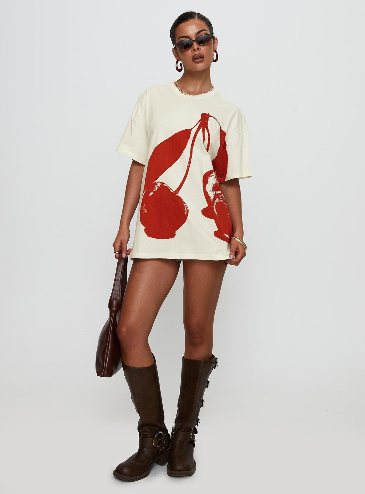 Women's Cherrie Amore Oversized Tee White