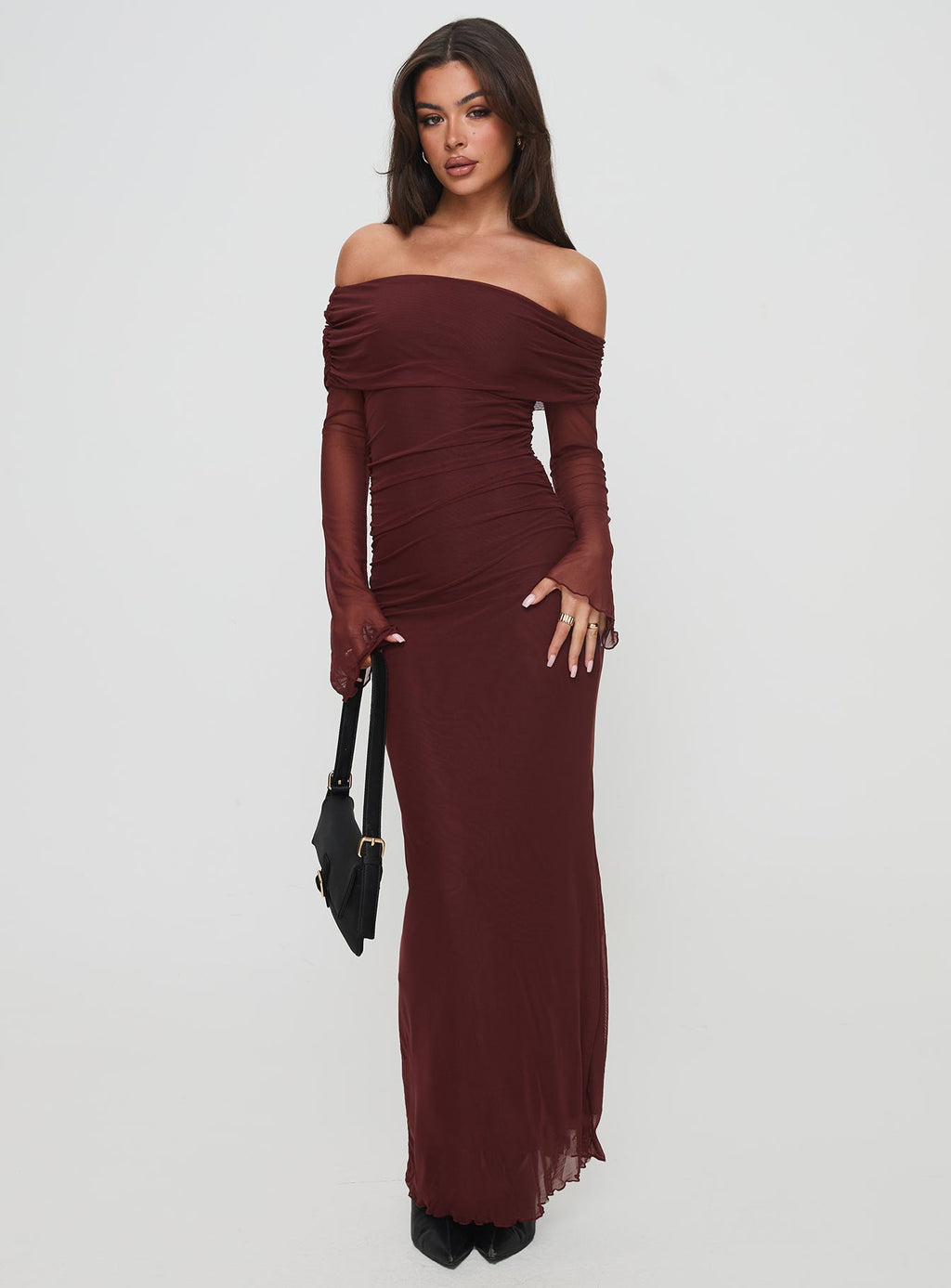 Women's Consideration Long Sleeve Maxi Dress Chocolate — Dress
