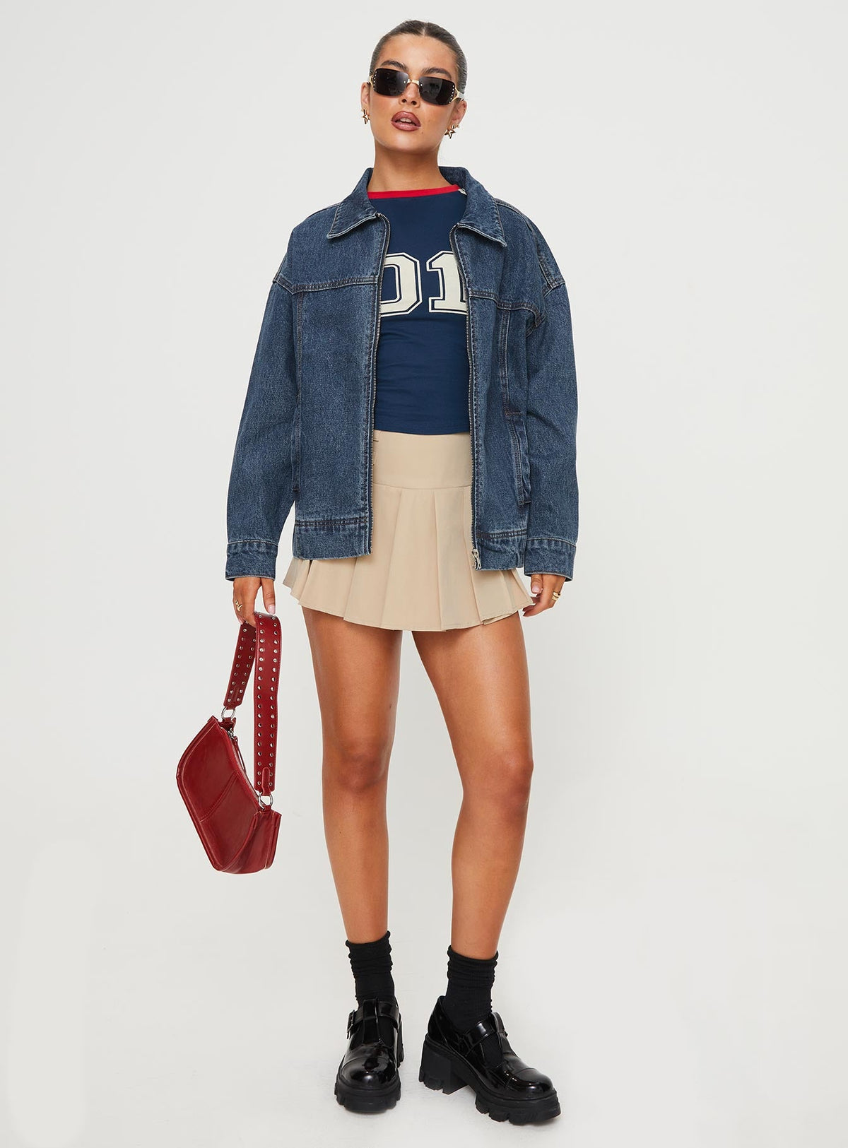 Women's Goldsmith Denim Bomber Jacket Mid Wash