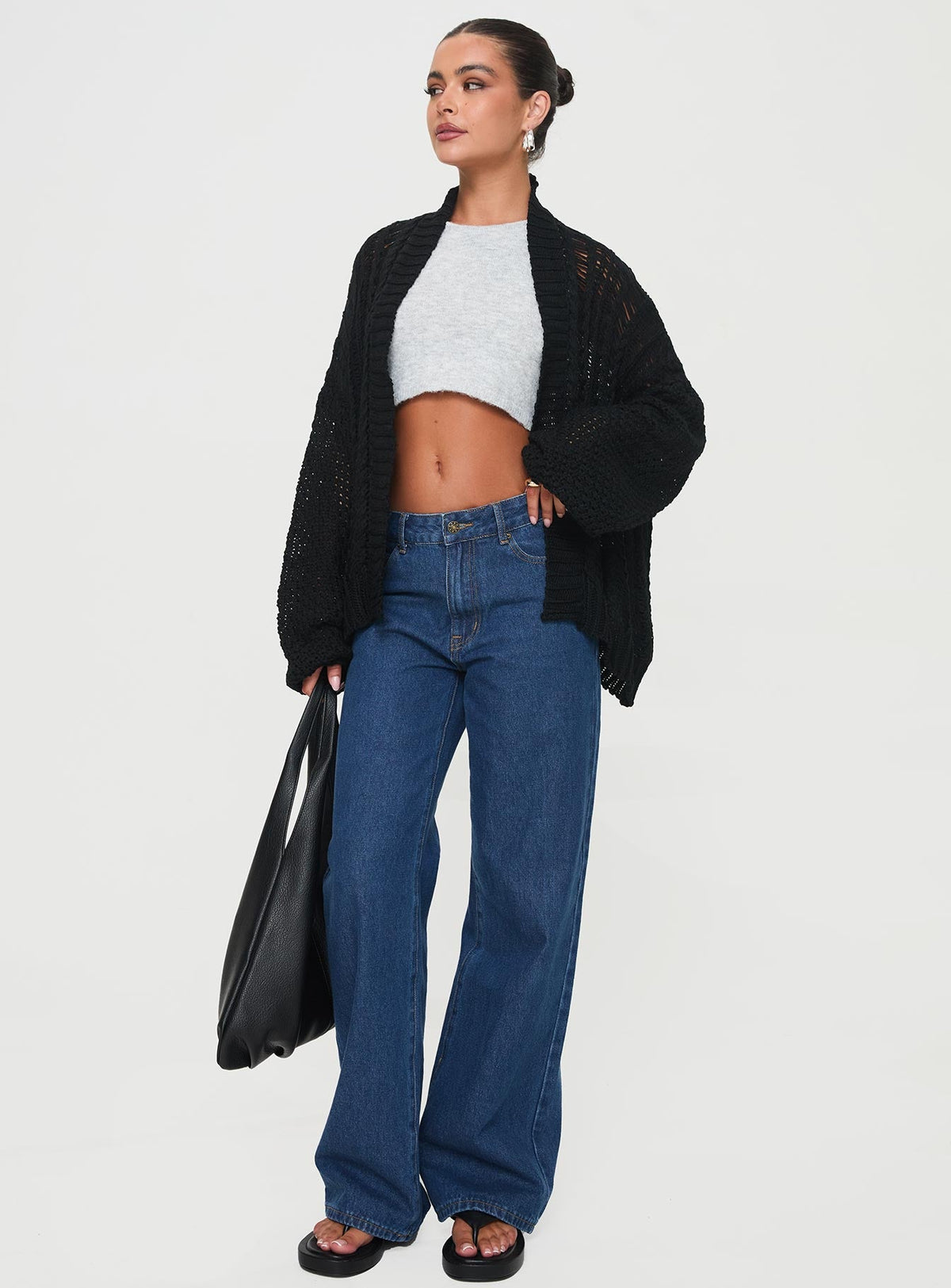 Women's Abner Cable Cardigan Black — Sweater