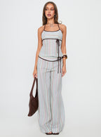 Women's Taylar Tie Bust Top Green Stripe