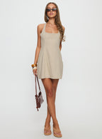 Women's Florelli Halter Mini Dress Oat — Dress