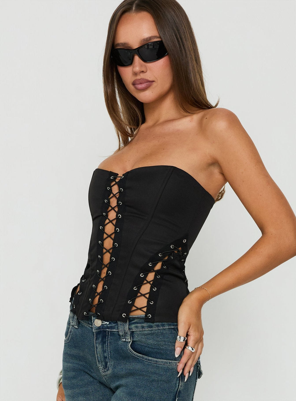 Women's Eden Lace Up Corset Black