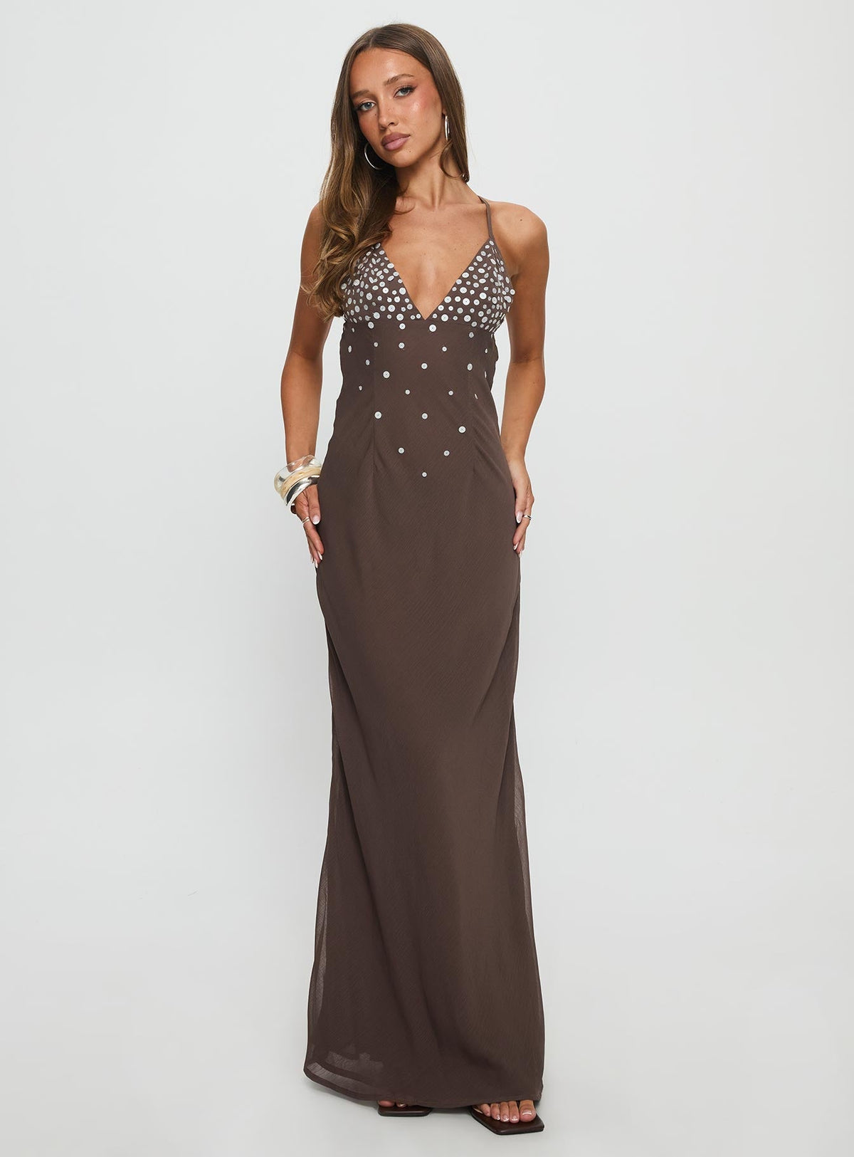 Women's Dannelle Sequin Maxi Dress Brown — Dress