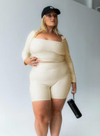 Women's Power Activewear Rib Shorts Latte Curve