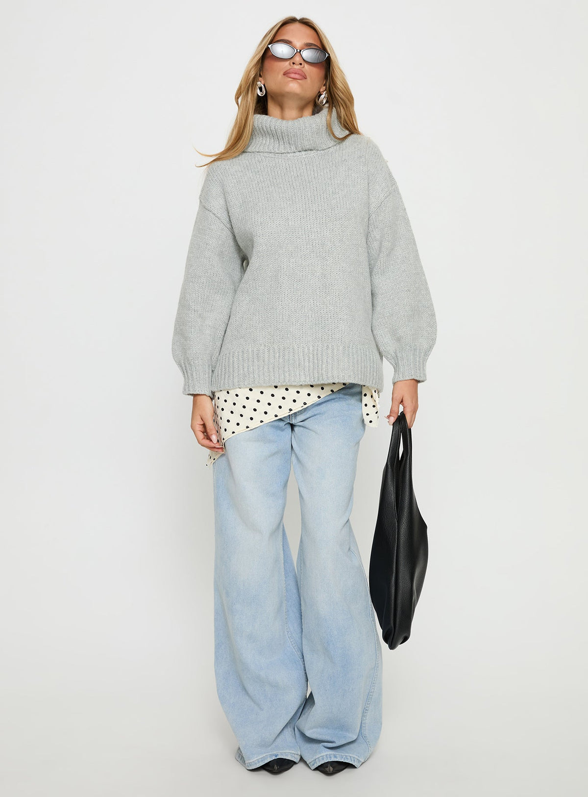 Women's Let Love In Knit Sweater Grey