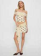 Women's Porzia Wrap Detail Mini Skirt Cream / Polka Dot