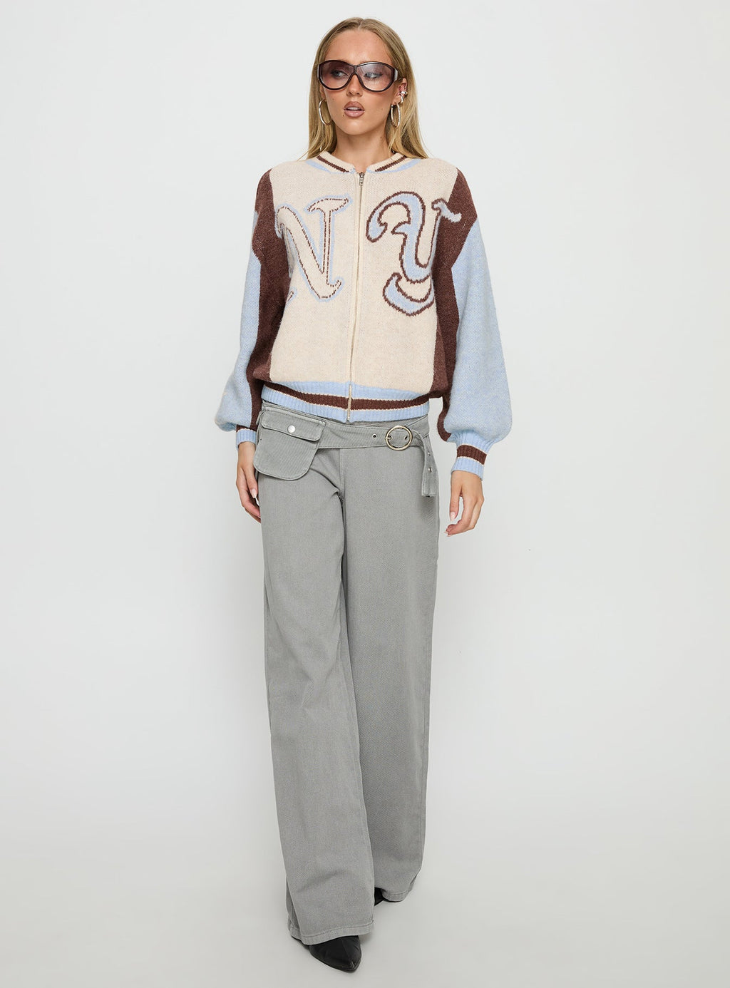 Women's Brandyce Graphic Knit Jacket Blue / Chocolate