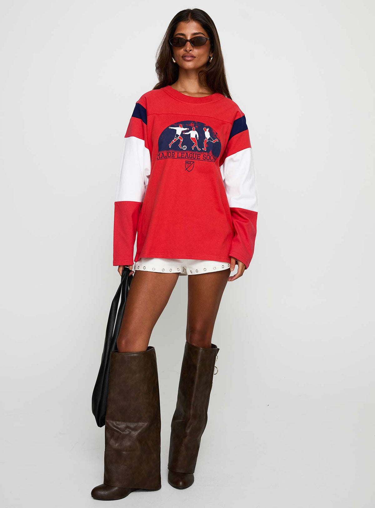 Women's MLS 96 Retro Oversized Long Sleeve Top Red